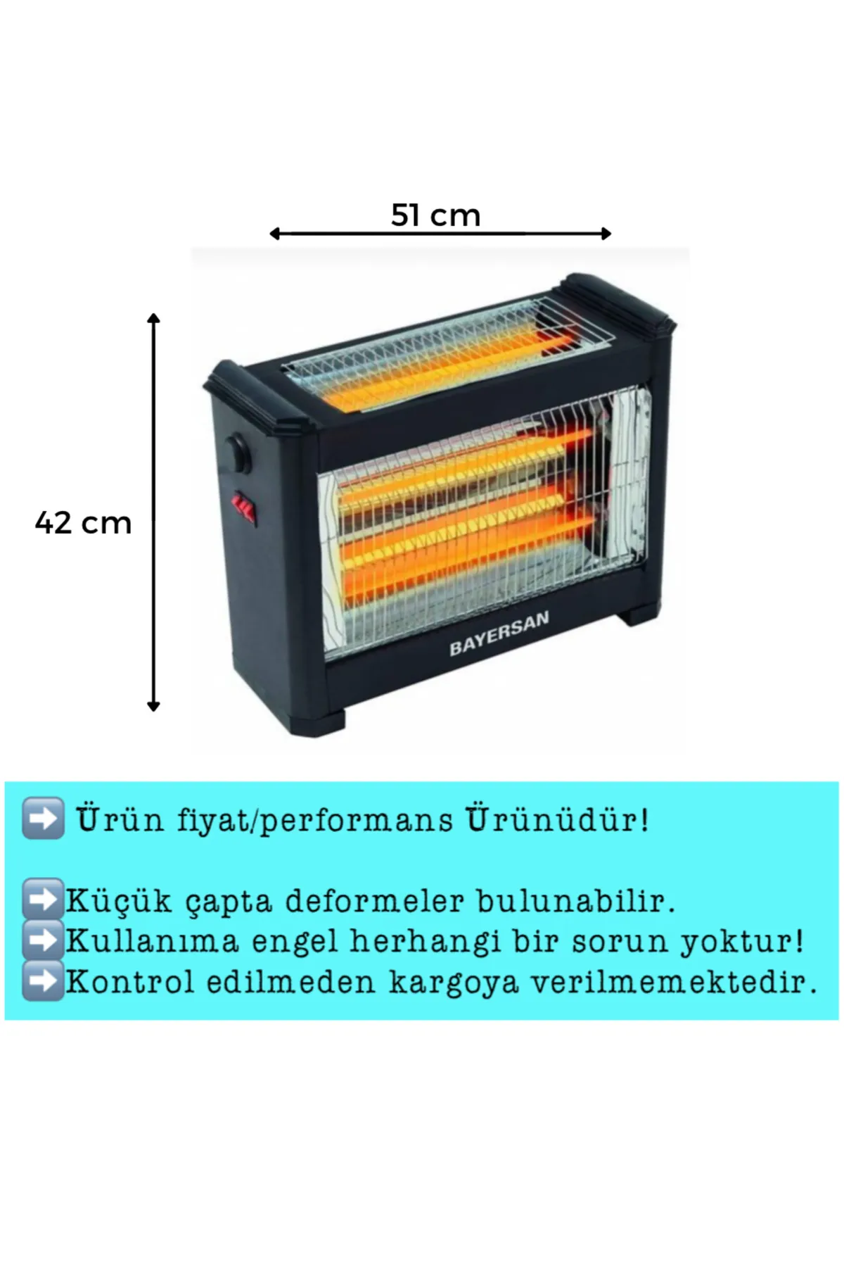 BAYERSAN 3001 Şömine Tipi Elektrikli Isıtıcı Soba 1800 W