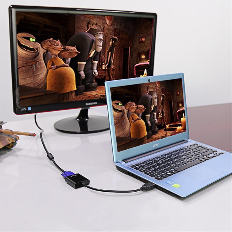 Hdmi To Vga Çevirici Dönüştürücü Monitör Kablosu