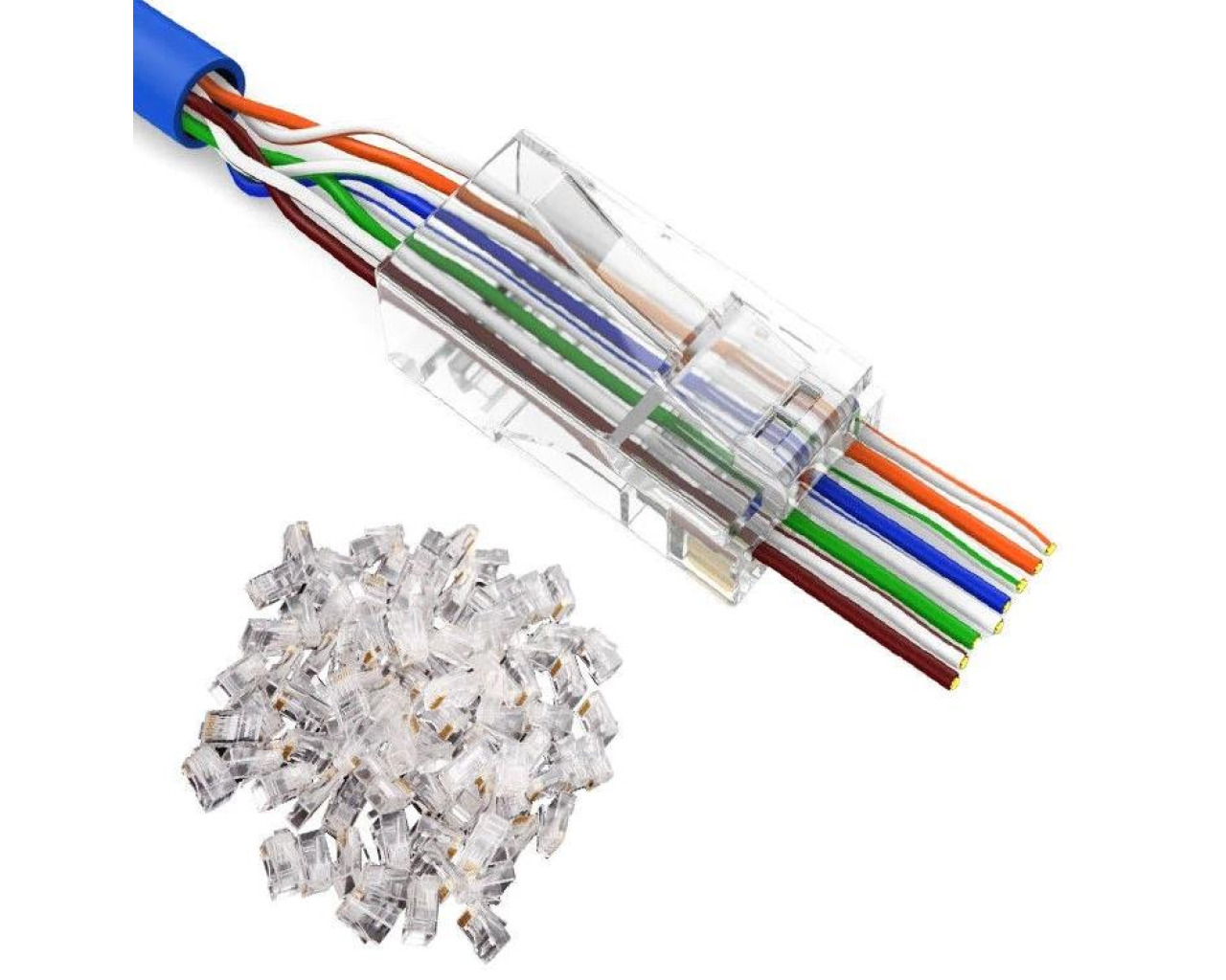 Önü Açık Delikli Cat6 Ez Rj45 Yeni Nesil Konnektör Utp Jack 50 Adet