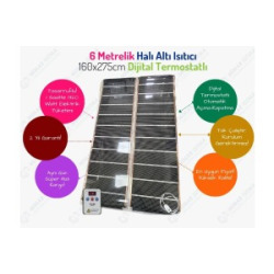 6 Metrelik Karbon Film Halı Altı Isıtıcı Dijital Termostatlı 160x275cm Ölçülerinde